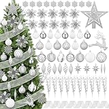 CroBlissful 118 Pcs Christmas Tree Ornaments Set Including Ornaments Balls, Hanging...