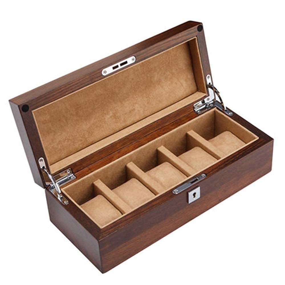 Uhrenbox aus Ulmenholz, reines Massivholz, Uhrenbox mit 5 Fächern, mechanische Uhren-Display-Sammlung, Aufbewahrungsbox, Schmuck-Organizer, perfekt für den persönlichen Gebrauch Present