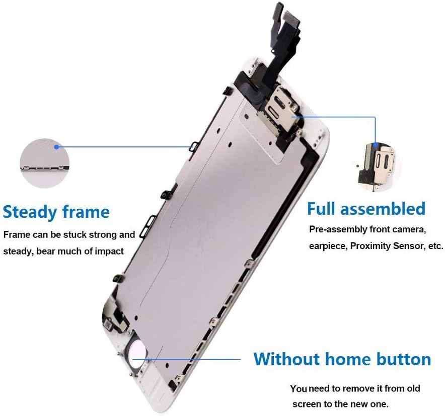 Uр Tо 40% оƒƒ Pre-Assembled Replacement Screen Compatible with iPhone 6 Plus (A1522, A1524, A1593), LCD Display and Touch Screen Digitizer Replacement with Front Camera, Ear Speaker,Proximity Sensor (White)
