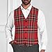 Red Black Buffalo Scottish Tartan Plaid Checkered Funny Men's Formal Suit Vest Casual Business Dress Waistcoat Printed Vest Slim Fit XL
