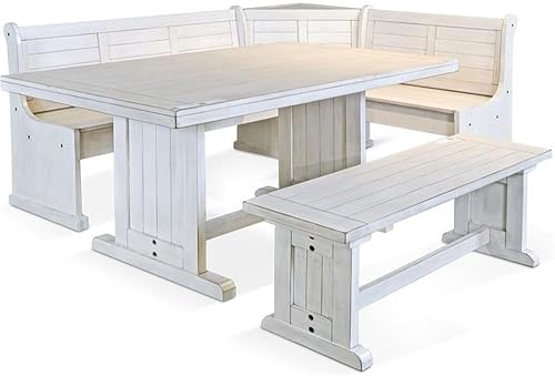 Miniatura 5 de Pemberly Row Juego de rincón de cocina de madera con almacenamiento oculto en mármol blanco