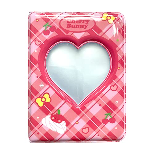 FUNUPUP 3 Inch Mini Photo Album Kpop Photocard Holder Book Kpop Photocard Binder Love Heart Hollow Kpop Album 40 Pockets (Red)