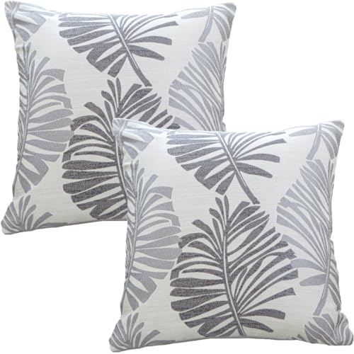 Tennove Cushion Covers 40x40cm Cotton Linen & Velvet Soft Throw Pillow Covers Set of 2 Decorative Tropic Leaf Pattern Square Cushion Cases Pillowcases for Couch Sofa Home Décor