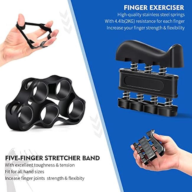 Hand Grip Strengthener Kit (7 Pack), Adjustable Grip Strength Trainer, Forearm Workout Trainer, Finger & Hand Strength Exerciser for Muscle Building & Grip Strength Recovery