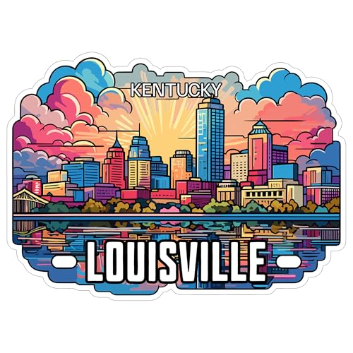 Louisville Kentucky Sticker 4 Inch Travel Souvenir City Destination - Waterproof Vinyl Decal for Laptop Water Bottle Car Tumbler - Durable Aesthetic Long-Lasting Stickers for Adults ID44990