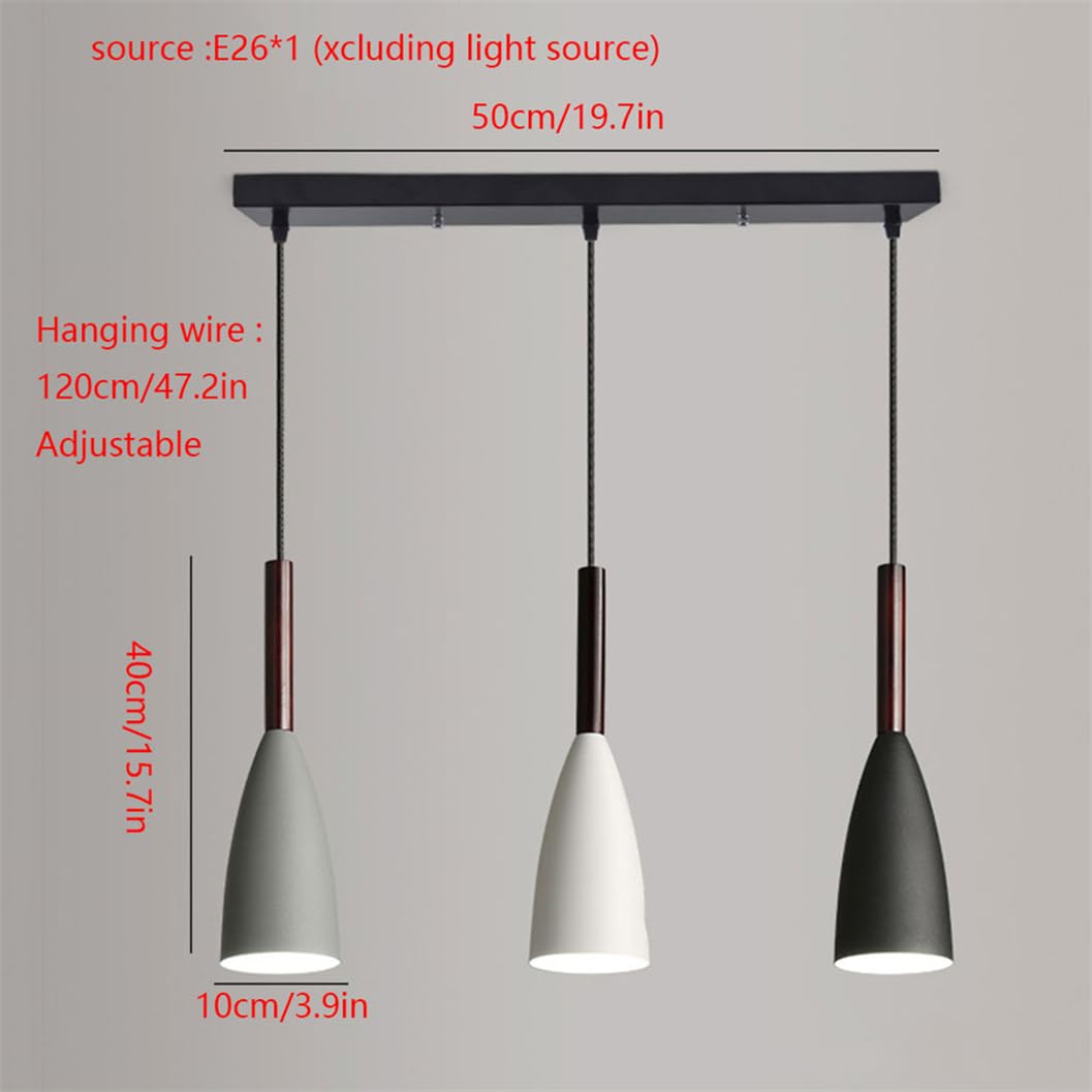Lámpara Colgante Lineal De Hierro De 3 Luces Con Pantalla Negra Envejecida 15,7", Estilo Industrial Moderno De Granja, Altura Ajustable, Bombillas E26, Lámpara De Techo Para Isla De Cocina