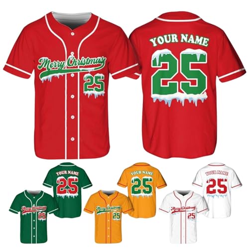 Camiseta personalizada de béisbol de Navidad - Jersey personalizado de grupo familiar de Navidad a juego, festivo para amantes del béisbol A2 blanco miniatura 1