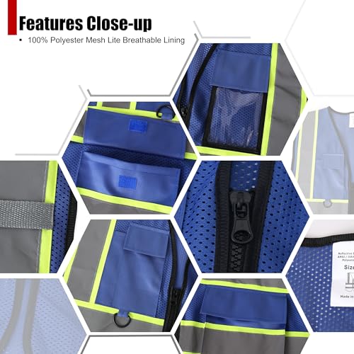 Image of Safety Vest for Men Women Hi Vis Vest with Pockets Mesh High Visibility Vests