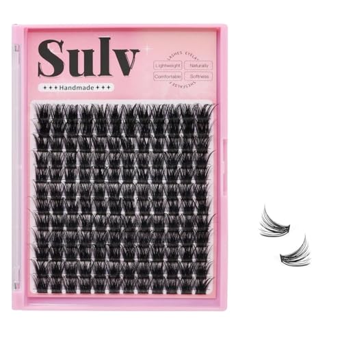 SULV 144Pcs Fluffy Lash Clusters,D Curl Cluster Eyelash for Beginners(18MM)