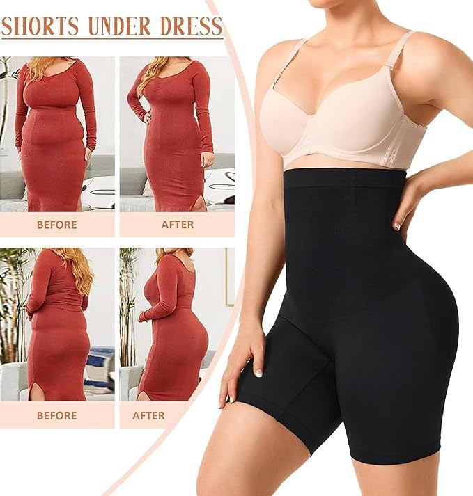 Image of G & P ENTERPRISE Tummy Control Shapewear for Women Butt Lifting Shapewear High Waist Body Shaper Shorts Seamless Thigh Slimmer (Fits Waist : 30 to 39 Inch) Black