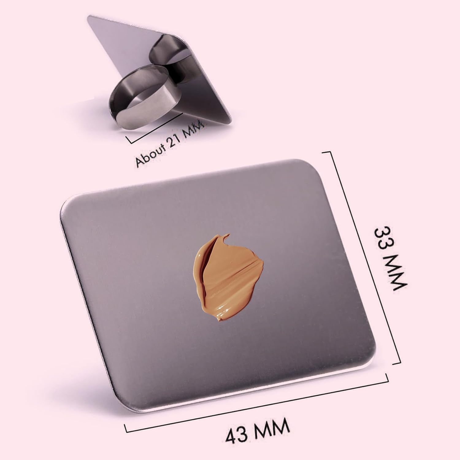 Makeup Mixing Palette, Feelhigh Stainless Steel Cosmetic Artist Mixing Palette with Spatula,Stocking Stuffers for Women Makeup Spatula Makeup Mixing Foundation (Ring shaped)