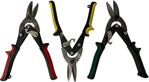 Juego de 3 tijeras de acero al carbono forjadas, tijeras de corte que incluyen cortadores izquierdos, rectos y derechos