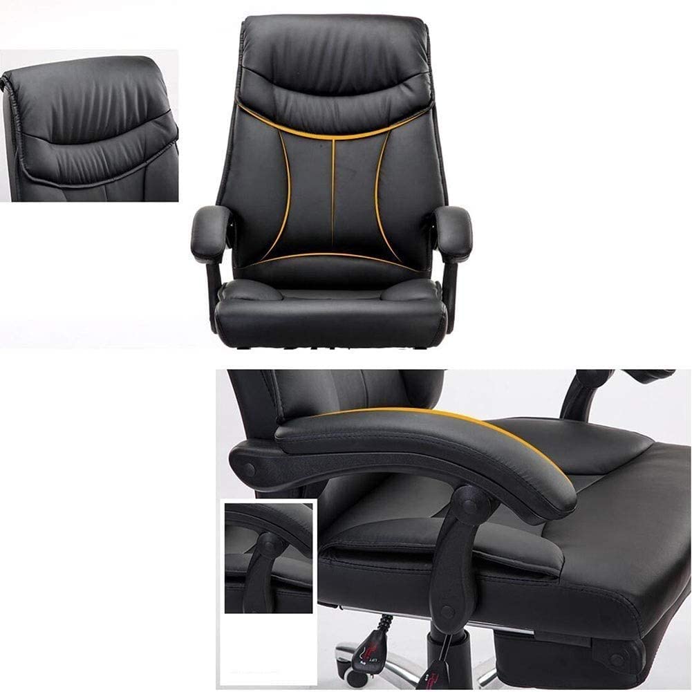 Krzesło ergonomiczne krzesło obrotowe krzesło komputerowe krzesło biurowe PU tapicerowane krzesło biurowe krzesło biurowe zagłówek fotel do gry krzesło (Color : Black)