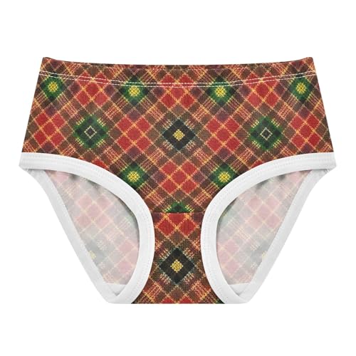 Traditional Red Plaid Green Gold Girl Panties Cute Girls Underwear Toddler Cotton Funny Kids Briefs Undies 2t