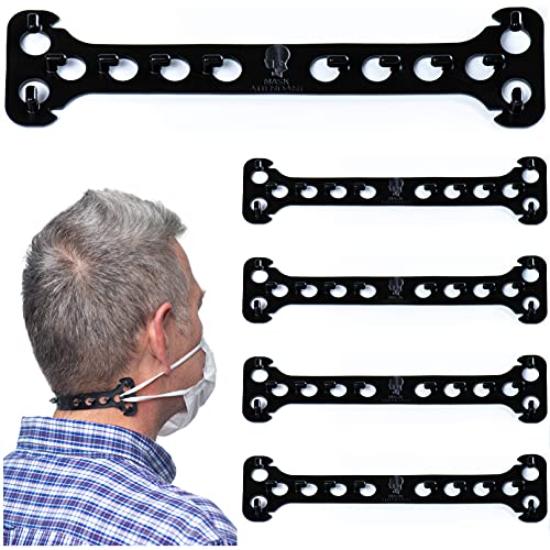 Mask Attendant Ear Savers, Made in USA, Face Mask Holder to Protect Ears, Flexible Mask Adjusters, Extender for Cloth or Disposable Masks, Adjustable Ear Savers for Behind Head or Around Neck (5-pack)