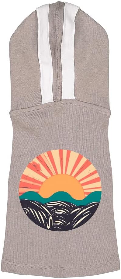 Vintage Sun Dog Shirt with Hoodie - Creative Dog Hoodie - Illustration Dog Clothing - Gray White, L