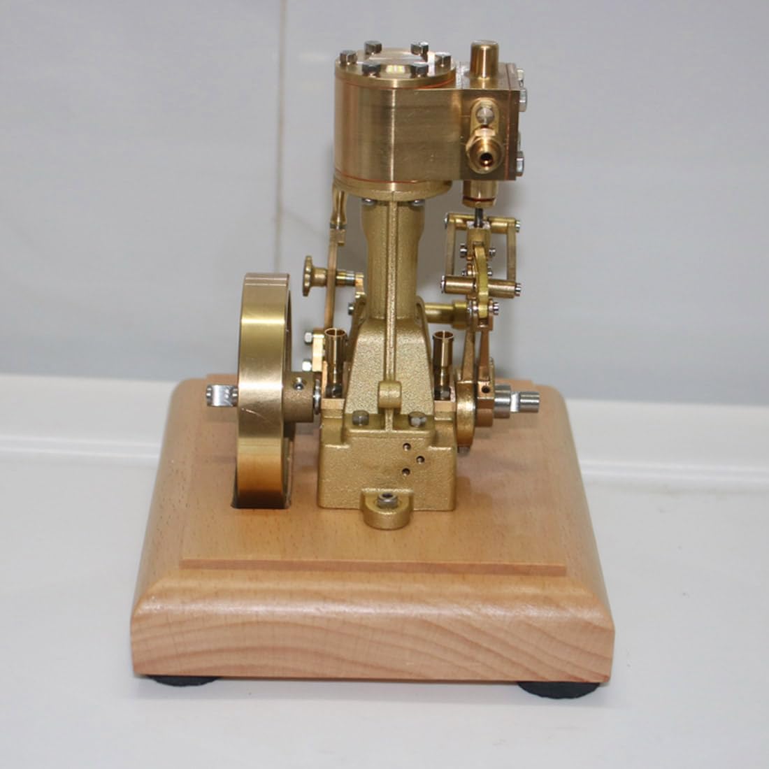 TechnixLabz Mini-Vintage-Messing-Vertikal-Einzylinder-Hubkolben-Dampfmaschine (mit Untersetzungsgetriebe), Eingebauter Kessel, Hohe Funktionsfähigkeit, Hilft Beim Verständnis Mechanischer Prinzipien