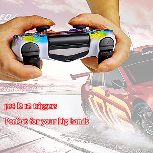 Image of Silicone Skin for Ps4 Controller, 2pcs Anti-Slip Shell Cover Case with 10 Joystick Grips, 2 Pairs L2 R2, 4pcs Led Light Bar Skin for Playsation 4 / Slim /Pro Dualshock 4 Controller Wireless Gamepad