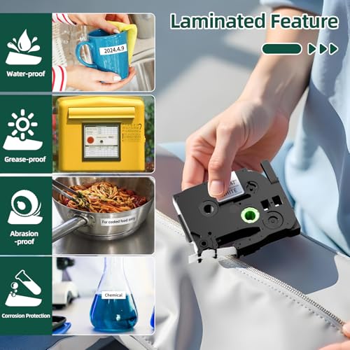 TZe-231 12mm 0.47 Laminated White Tape,Relpacement for Brother Tze Tz Tape Black on White Compatible with Brother P Touch Label Maker PT-D210 PT-H110 PT-D220 PT-D400, 5 Pack