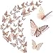 WandSticker4U®- 36X 3D PAPILLONS déco or/argenté/Or rose métallique papillon decoratifs pour réfrigérateur meubles mur de la salon chambre cuisine fenêtre chambre d'enfant filles adulte ado (Or rose)