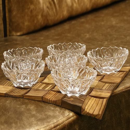 Image of AFAST Multi-Purpose Tableware Snack /Veritable Serving Bowl Set of 6, Glass, Clear, Round (BowlT-H6)