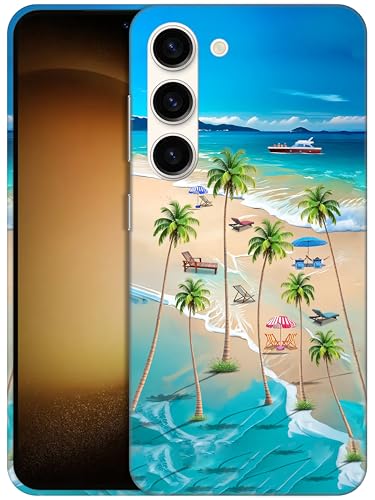 Coque Samsung S23 Plus 5G GlamCase blanche à motif palmiers