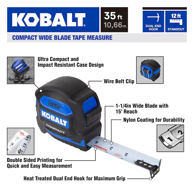 K.balt Compact Wide Blade 35-ft Tape Measure