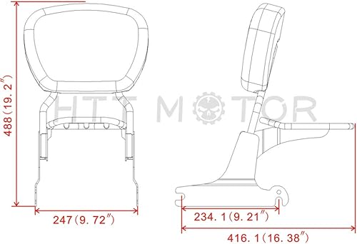 Miniatura 2 de HTTMT Sissy Bar - Portaequipajes para Softail 2000-2005 y respaldo de pasajero desmontable de lujo 2006-2019 cromado PN SBB025+P Negro