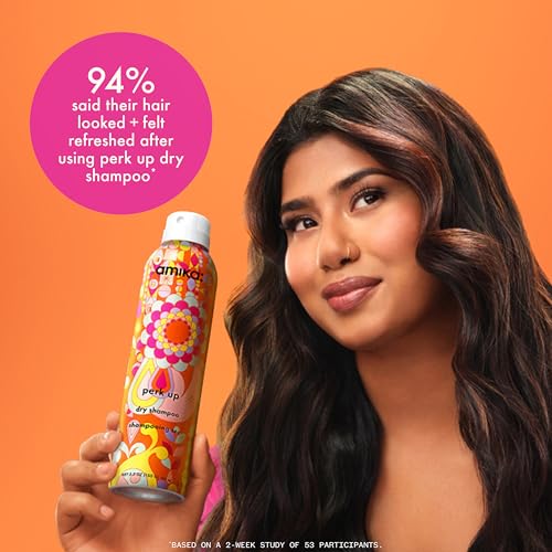 Image of amika perk up talc-free dry shampoo | refreshes roots with a voluminous 'oomph' between washes, no white residue, absorbs oil + reduces odor, for all hair types