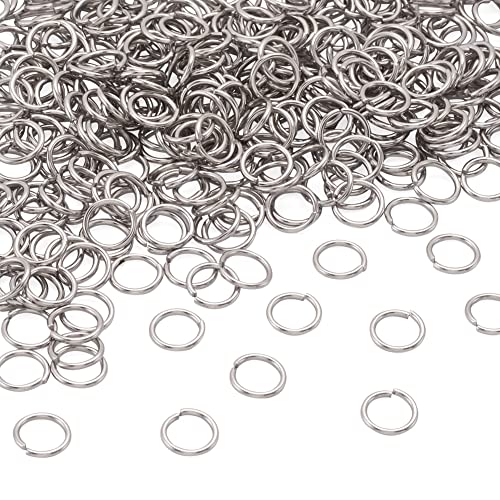 Craftdady - 2000 anillos de salto abiertos de acero inoxidable de 8 mm, redondos de 1 mm de grosor, pequeños conectores para hacer joyas