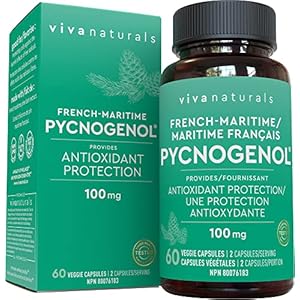 Viva Naturals Pycnogenol 100 mg, Proprietary French Maritime Pine Bark Extract, Provides Antioxidants that Help Fight Free Radical Damage, 60 Veggie Capsules