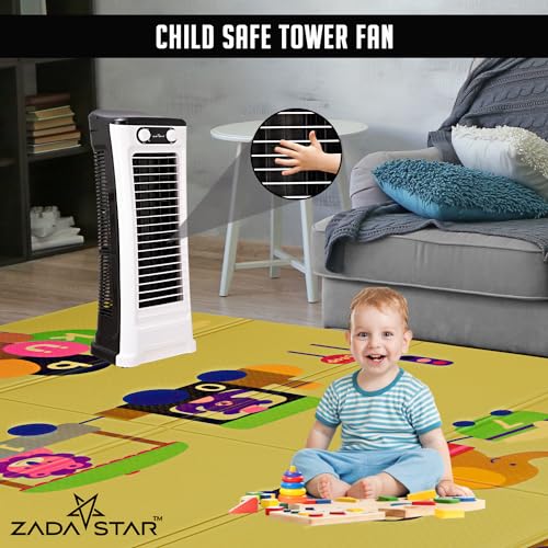Image of ZS Breezy Tower Fan - Inverter Compatible | 150 Wide Oscillation | Shock-Proof & Child-Safe Design | 3-Speed Control | Auto Air Swing | Energy Efficient | 1 Year Warranty