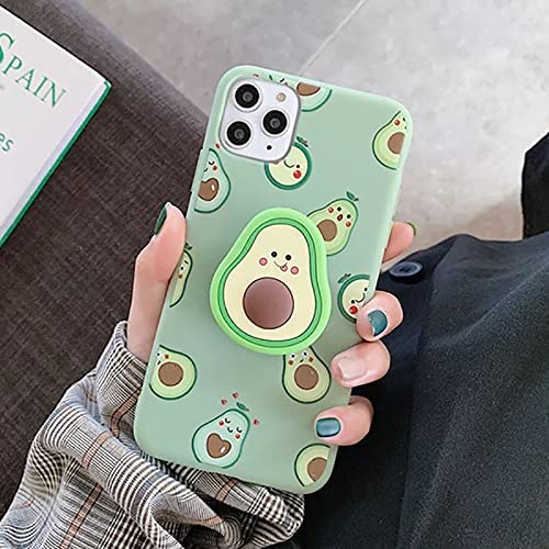 Wmjj Compatible With Iphone 12Mini Case,Cute Cartoon 3D Avocado Green Silicone Cover With Bracket Stand Holder,Slim Gel Skin Soft Tpu Bumper Protective Case Shell Cover #TOP1