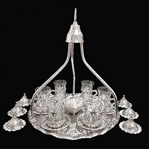 Ottoman Turkish Silver Brass Tea Coffee Set Cover