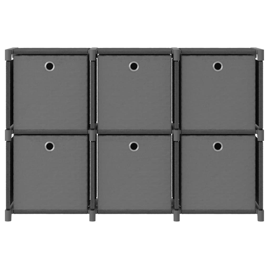 Würfelregal mit 6 Stoffboxen Standregal Grau 103x30x72,5 cm