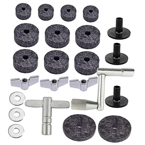 Totority Drum Set Felt Pads 23-piece Set Cymbal Felts Pads Drum Clutch Metal Material