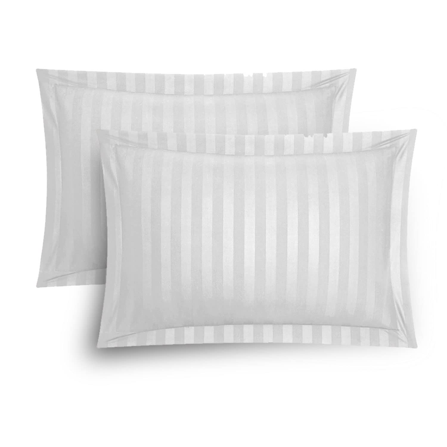 Stripe Satin White Oxford Pillowcases 2 Pack Luxury Hotel Quality Premium Breathable, Soft & Cosy Protectors