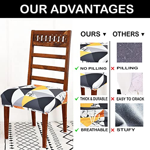 Image of Magical Universal Dining Chair seat Cover Set of 4 Seater pcs are Easily Washable Strechable and Comfortable for Dining Room Home Decor Slip Cover P.2 (Set of 8, Yellow Check)