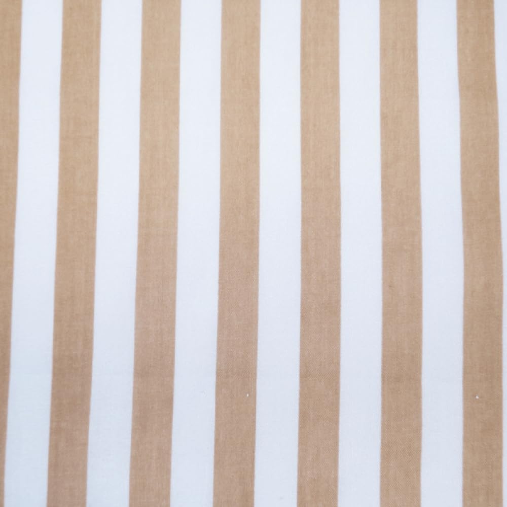 Oh Sew Crafty Limited Stone Polycotton Fabric Stripe 12Mm Candy Stripes (Sold Per Metre) (Stone)
