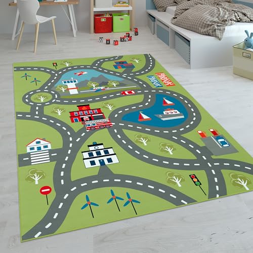 Paco Home Kinderteppich Teppich Kinderzimmer Spielteppich Junge Mädchen Modern rutschfest, Grösse:100x200 cm, Farbe:Grün 2