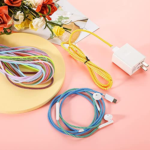 Image of Spiral Cable Protector, 150cm Cord Organizer for iPhone and Android Cables, Headphone and Charger Wire Protection Cover, Universal Device Compatible (Silver-Gradient Blue)