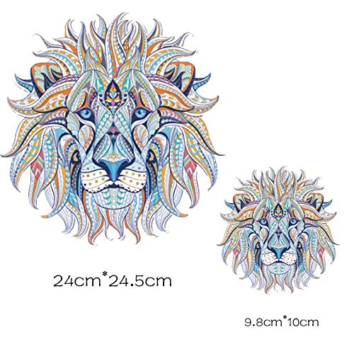 2 Unds. Pegatina transfer XXL parche termoadhesivo leon mandala para cazadoras camisetas