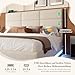 Polsterbett Doppelbett 180x200, LED Jugendbett Hydraulisches Stauraumbett mit Stauraum&USB Ladefunktion, Funktionsbett Bettgestell mit Höhenverstellbarem Kopfteil&Lattenrost, Samt, Ohne Matratze,Beige