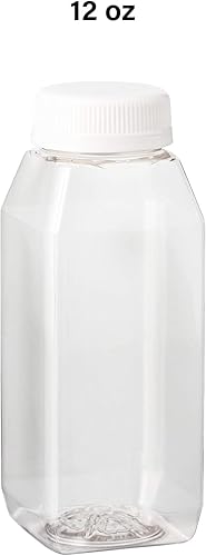 Miniatura 3 de 12 onzas. Empty Clear PET botellas plásticas de jugo con tapa por MT Products - Set de 12 botellas y 12 tapas