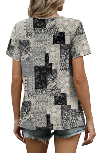 Image of WIHOLL Women T Shirts Pleated Short Sleeve Tops Business Casual Dressy Blouses