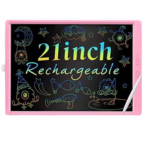 proffisy 21 Inches/53.3 cm LCD Writing Tablet, Proffisy Rechargeable E-Note Pad, Reusable Digital Tablet with Eye Protect Multicolor Screen for Kids & Adults Writing, Drawing, Learning, Playing -Pink proffisy 21 Inches/53.3 cm LCD Writing Tablet, Proffisy Rechargeable E-Note Pad, Reusable Digital Tablet with Eye Protect Multicolor Screen for Kids & Adults Writing, Drawing, Learning, Playing -Pink