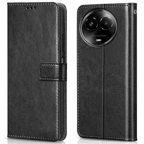 Image of TOUCCH Flip case for Realme Narzo 60X 5G | Realme 11 5G | Realme 11X 5G | Realme C67 5G| Leather Finish Cover & Flexible Stand Design | Card and Money Pocket | Black
