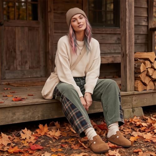 Barrel Pants Corduroy Plaid Side Panel Casual Loose Vintage Trousers - image 5