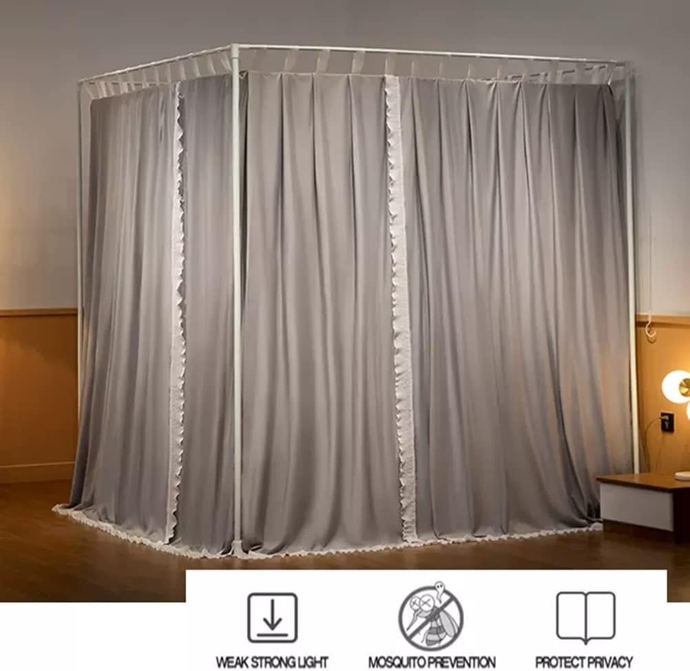 Nowoczesna minimalistyczna moskitiera z baldachimem do sypialni, dekoracyjna zasłona z metalowym stojakiem, szara 1 150 x 200 cm / 59 x 79 cali