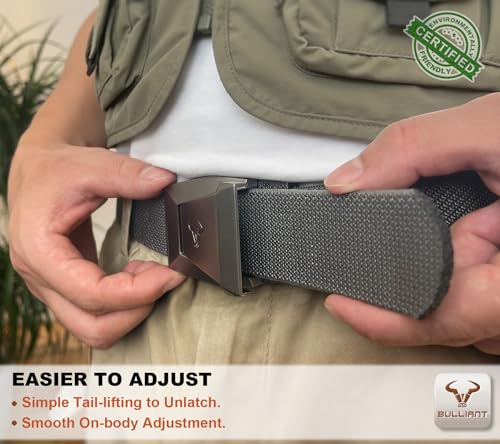 Image of BULLIANT Men Tractical Belt,Stretch Western Rigger Web Belt For Cowboy Military Heavy Duty Hiking Hunting 1.5 inch-Cut For Fit